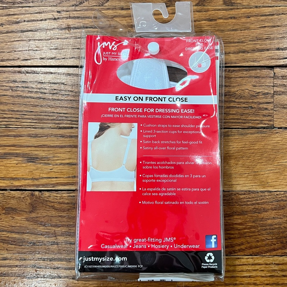 Just My Size Hanes Front Closure Bra Size 48DD Easy-On White - Picture 4 of 8